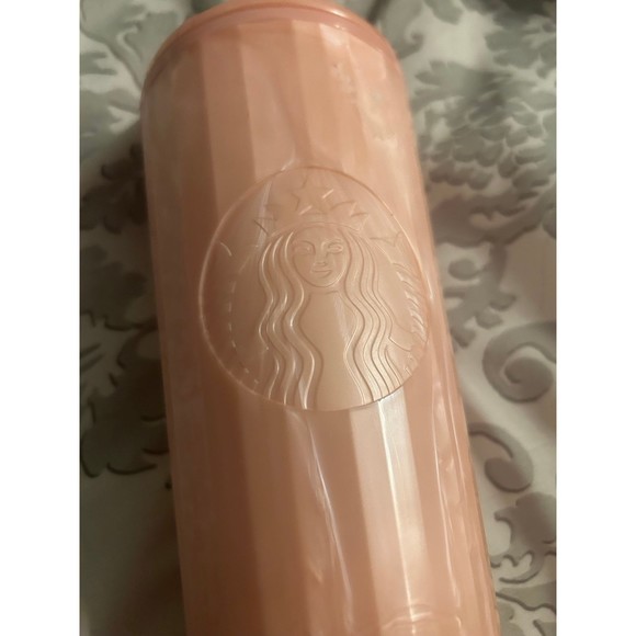 Starbucks Summer 2021 Blush Pink Peach Marble Prism 24 oz Tumbler Cold Cup - Picture 2 of 5